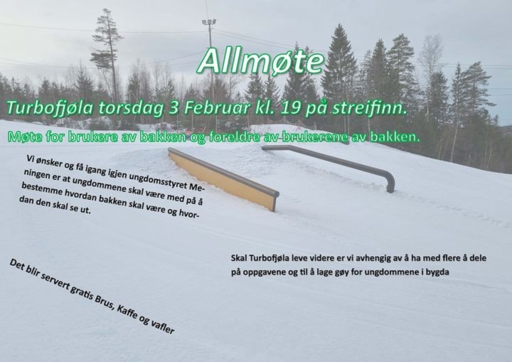 Allmøte i Turbofjøla torsdag 3 Februar klokka 19 på Streifinn
